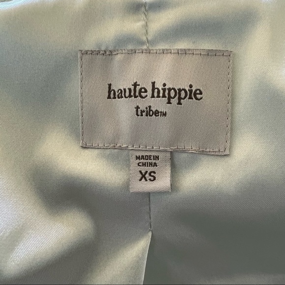 Haute Hippie Tribe NWOT Mint Green & White Tie Dye Print Biker Jacket Size XS - Picture 3 of 4